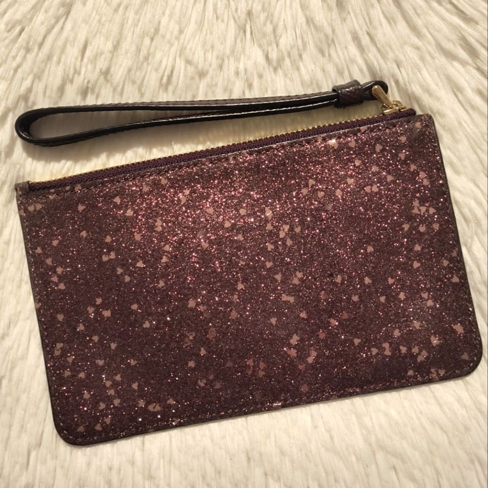Coach Raspberry Heart Glitter Wristlet - Picture 3 of 4